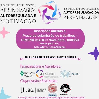 Inscrições abertas e prorrogação da data para envio de trabalhos